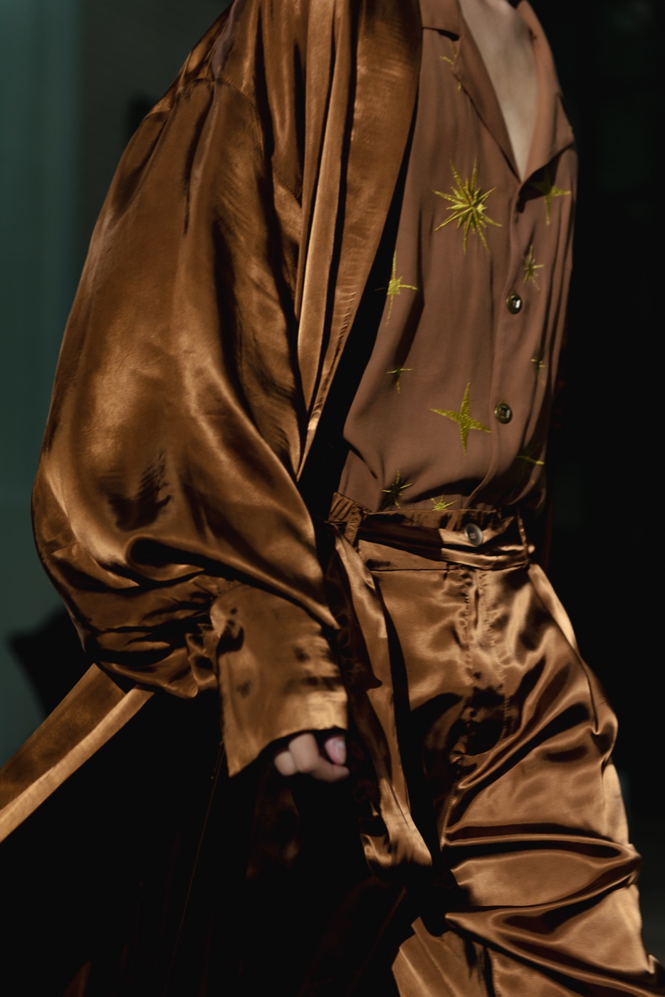 Akasha detail, bronze star-embroidered robe
