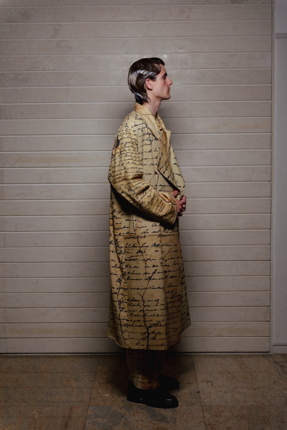 Akasha portrait, manuscript-print coat