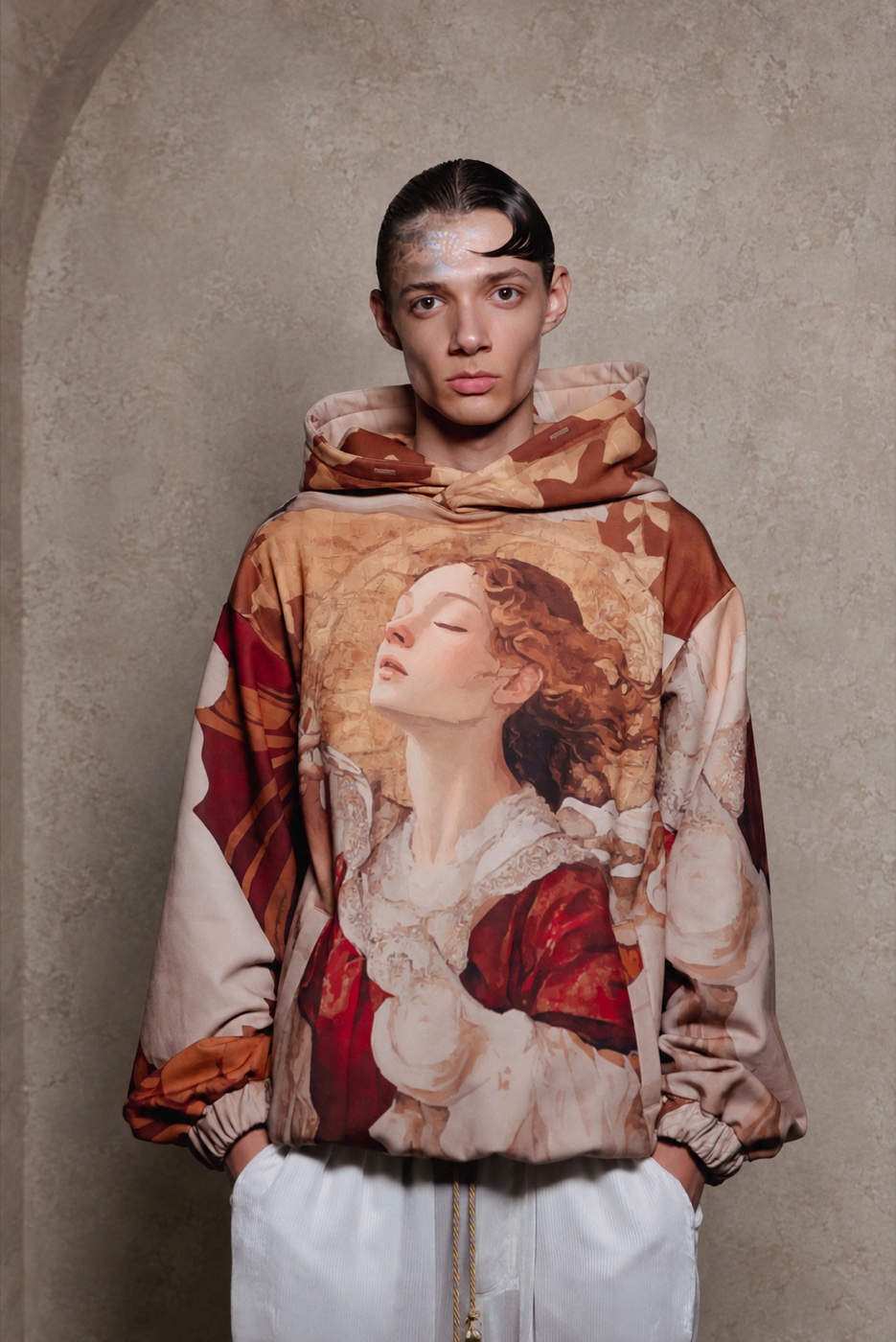 Akasha portrait, floral portrait-print hoodie