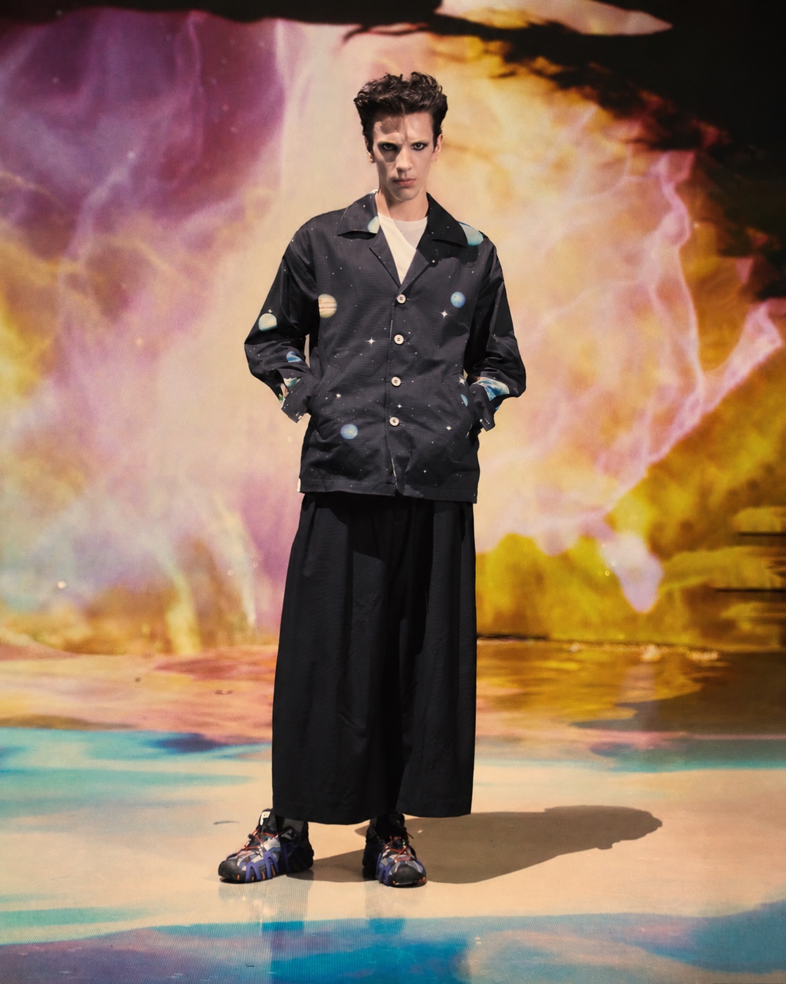 Origin campaign, jacket against colourful nebula smoke