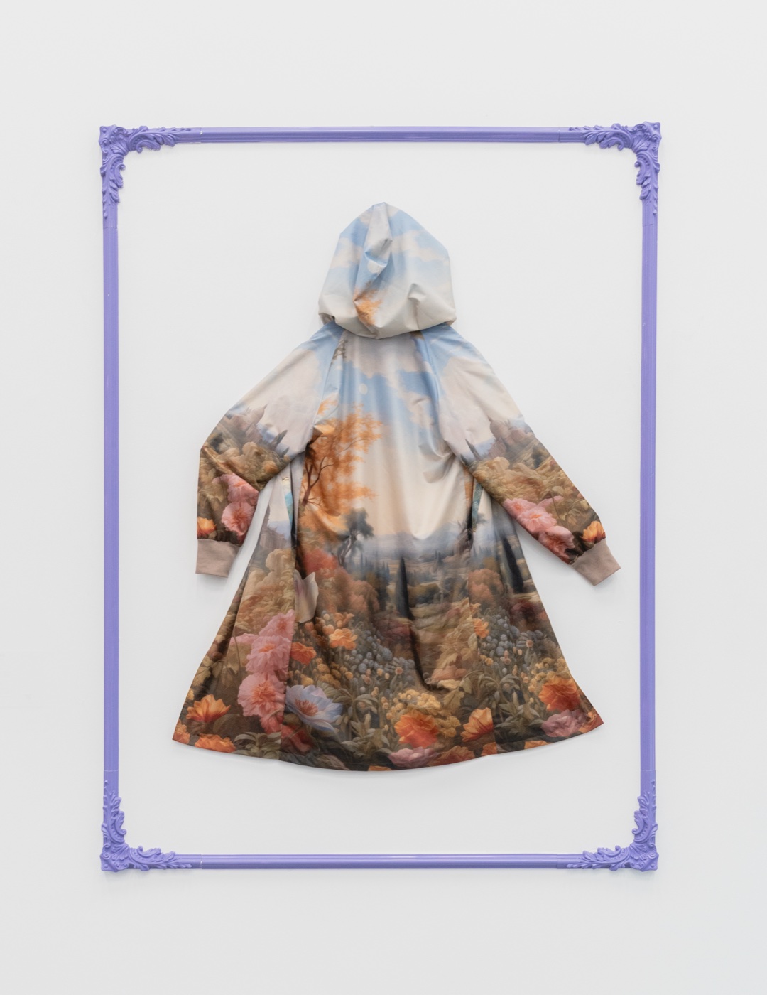 Window to a New World exhibition, framed hooded cape