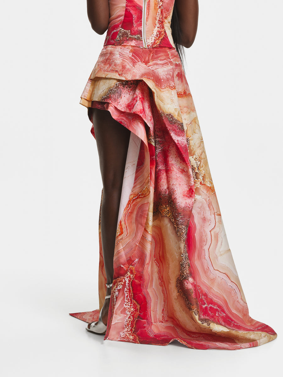 Rose Crystal Cotton Asymmetrical Skirt view 3