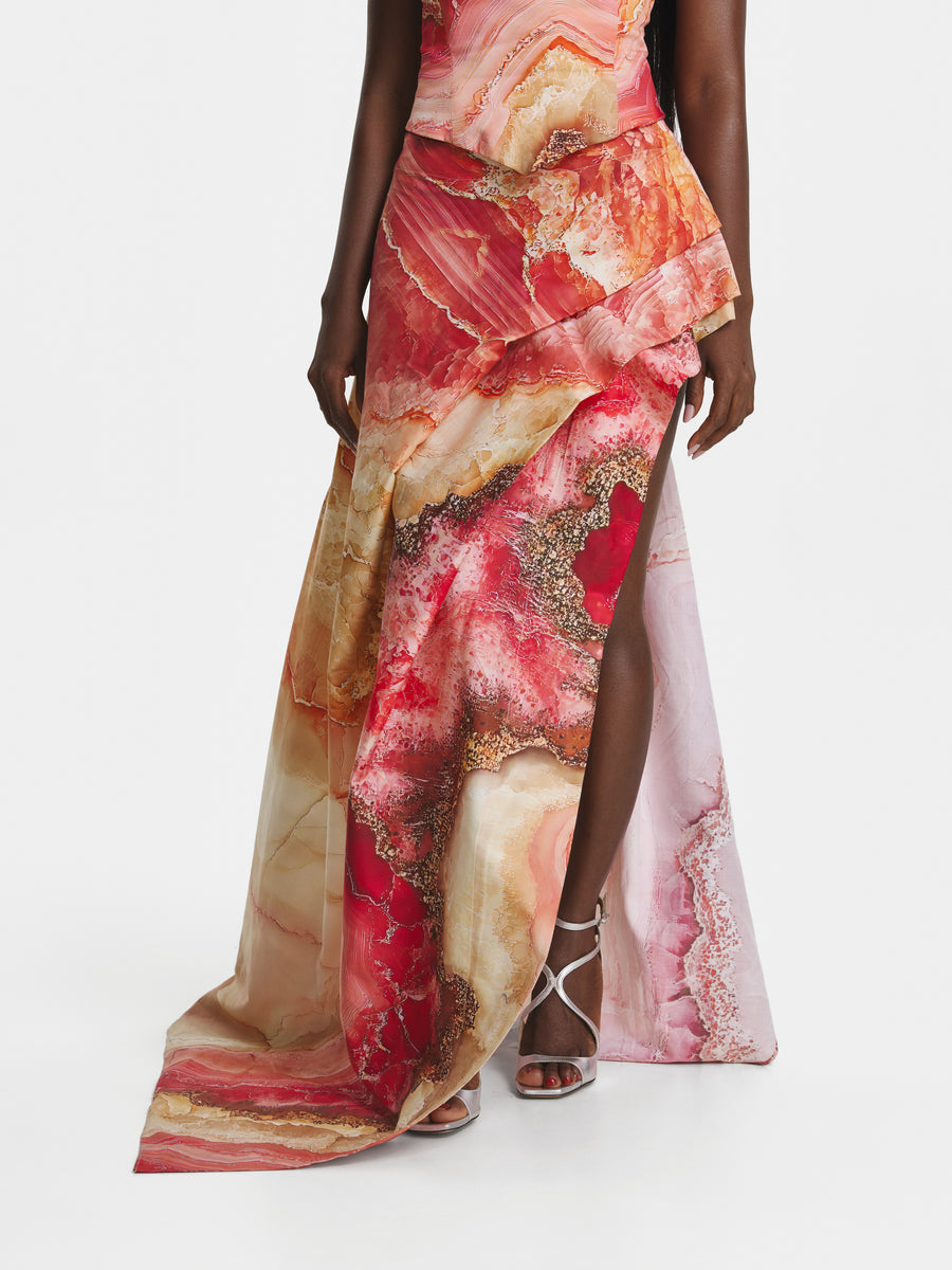 Rose Crystal Cotton Asymmetrical Skirt view 4