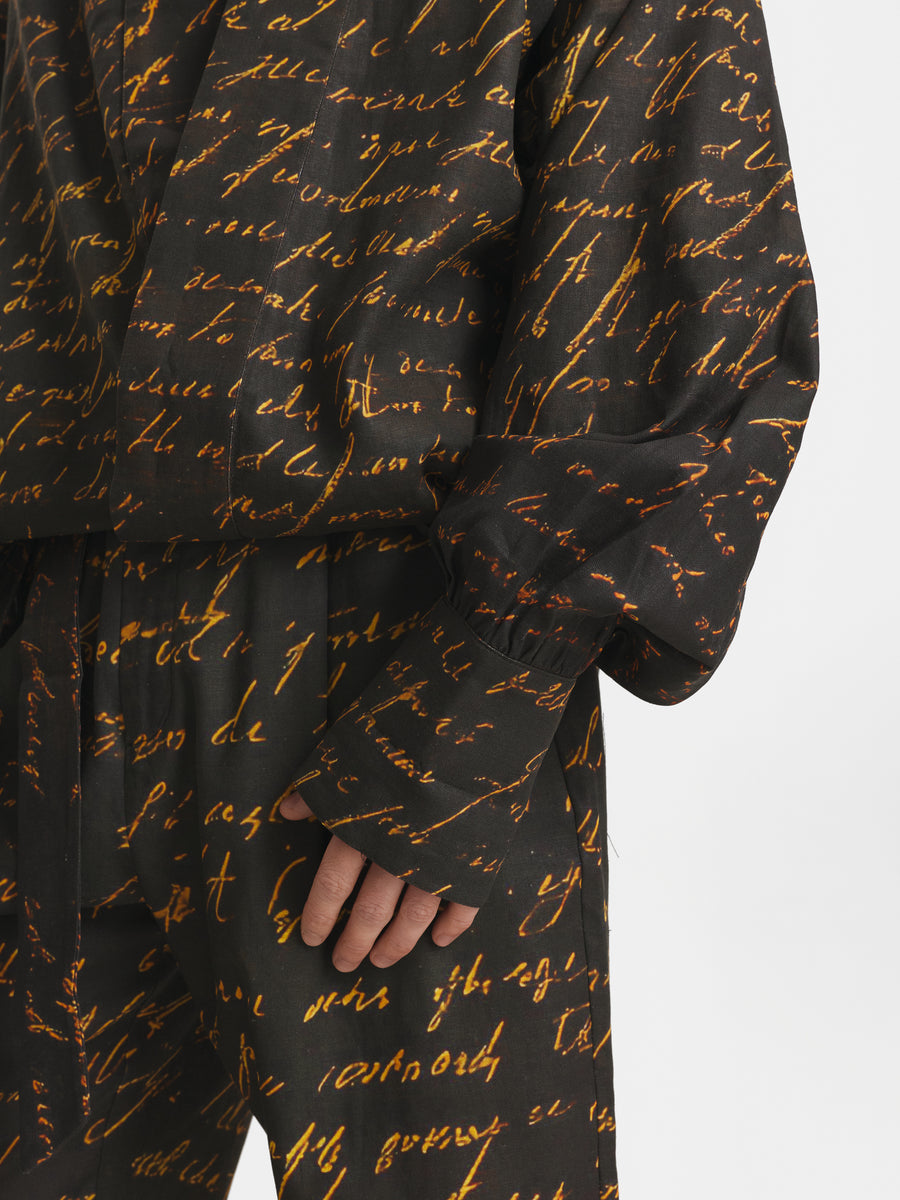 Writing Linen Kimono view 4