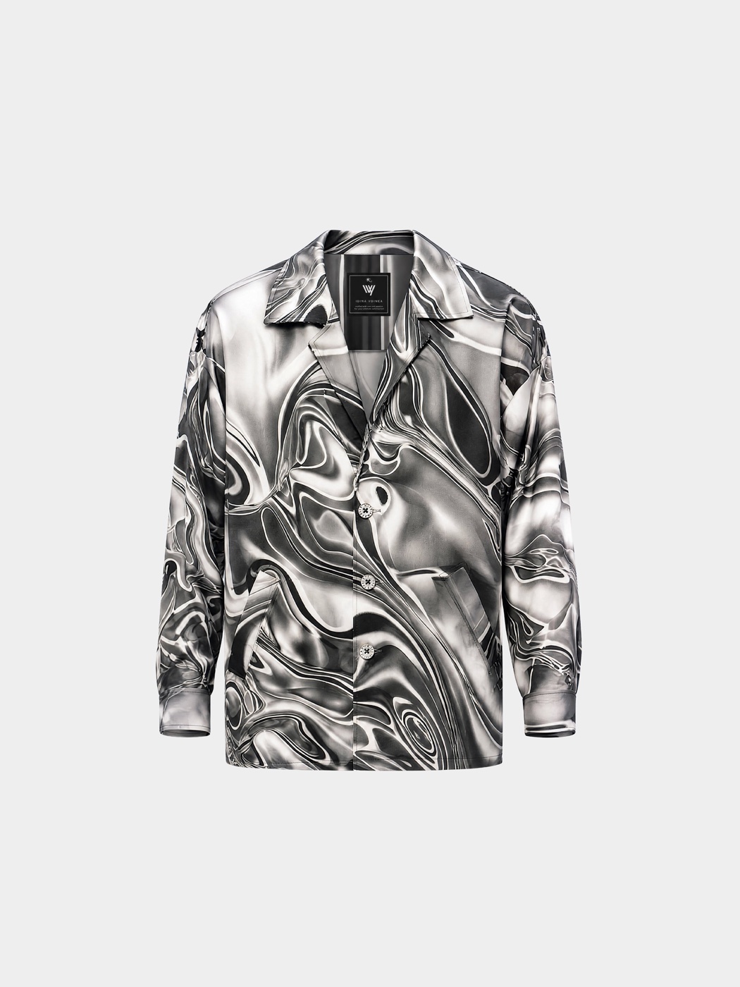 Metal Liquid Silver Denim Jacket view 1
