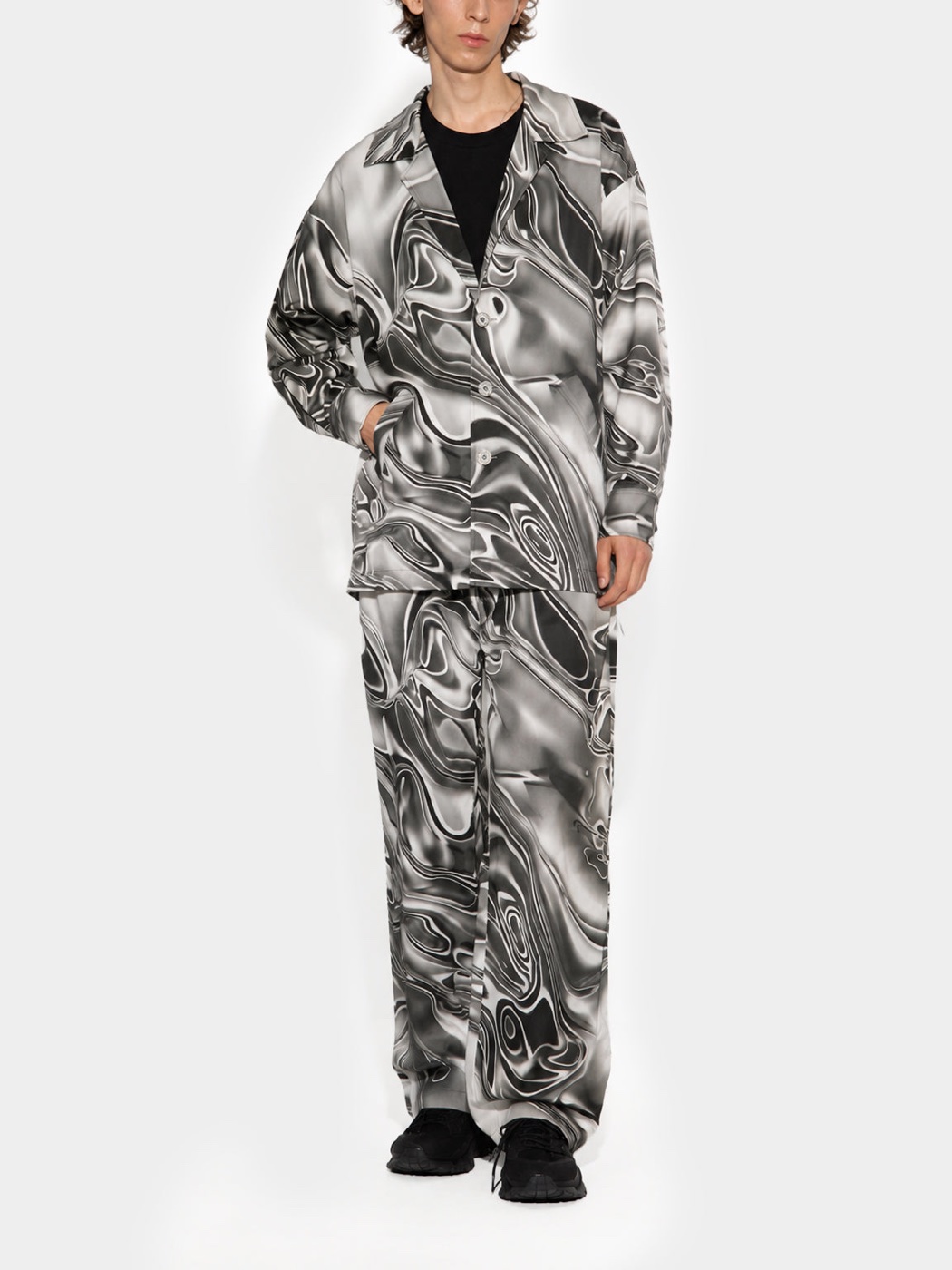 Metal Liquid Silver Denim Jacket view 2