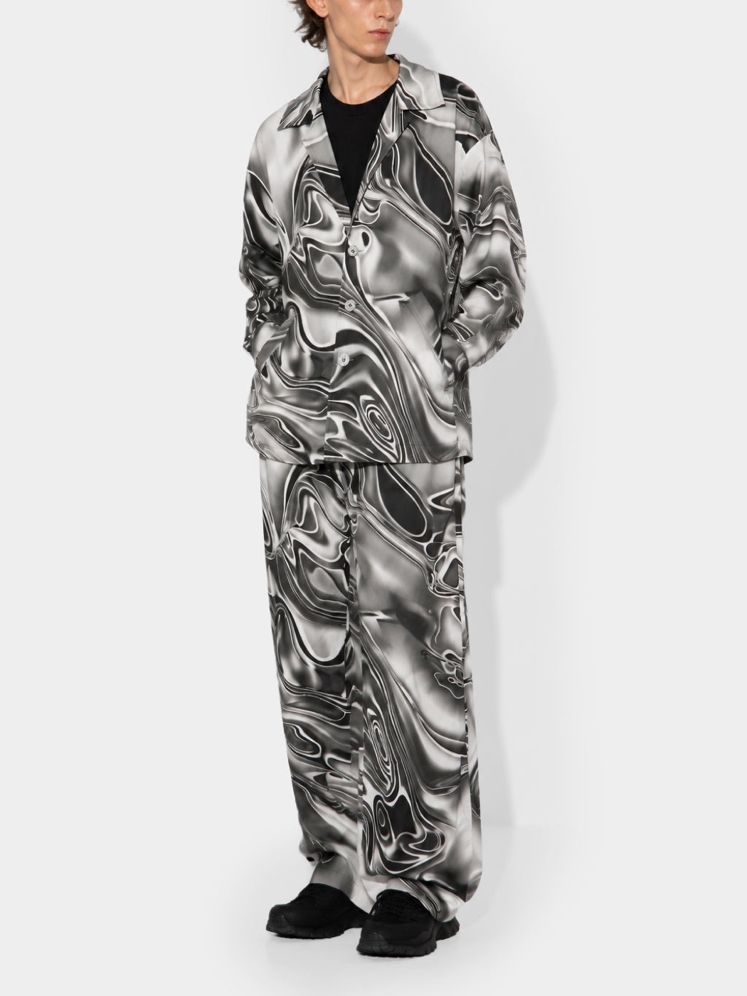 Metal Liquid Silver Denim Jacket view 3