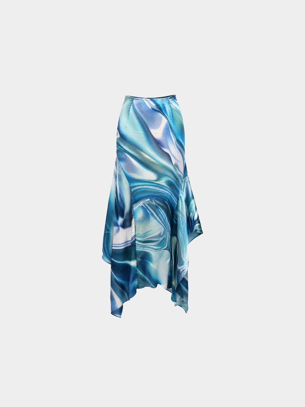 Water Turquoise Silk Skirt view 1