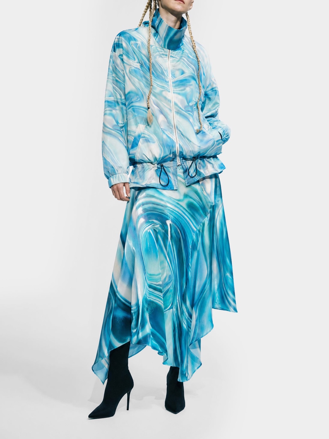 Water Turquoise Silk Skirt view 3